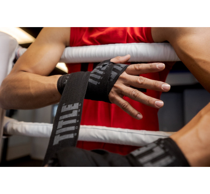 Бинти для боксу TITLE Boxing Power-Flex Elite 180" Black (4.5м.)