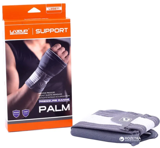 Фіксатор запястя і долоні LiveUP Palm SUPPORT сірий, білий L/XL LS5671-XL Фіксатор запястя і долоні LiveUP Palm SUPPORT сірий, білий L/XL LS5671-XL