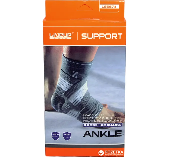 Фіксатор щиколотки LiveUP ANKLE SUPPORT сірий, білий L/XL LS5674-LXL