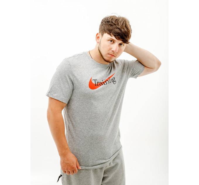 Чоловіча Футболка Nike M NK DFC TEE SW TRAINING Сірий S (7dCZ7989-063 S)