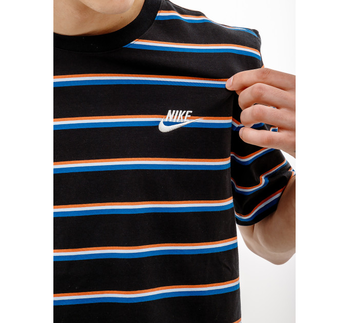 Чоловіча Футболка Nike M TEE CLUB STRIPE Чорний M (7dDZ2985-011 M)