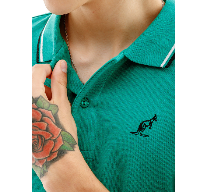 Чоловіча Футболка AUSTRALIAN 2-STRIPE PIQUE' POLO - R-FIT Зелений 2XL (7dLSUPO0005-913 2XL)