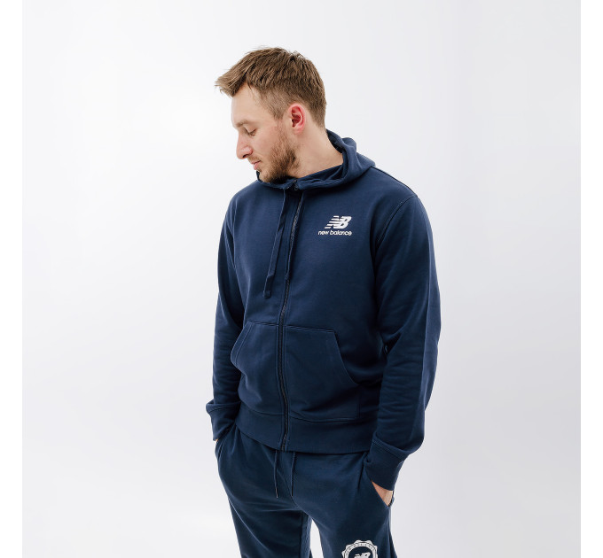 Чоловіча Куртка New Balance Essentials Stacked Logo FZ Синій XL (7dMJ31536NNY XL)