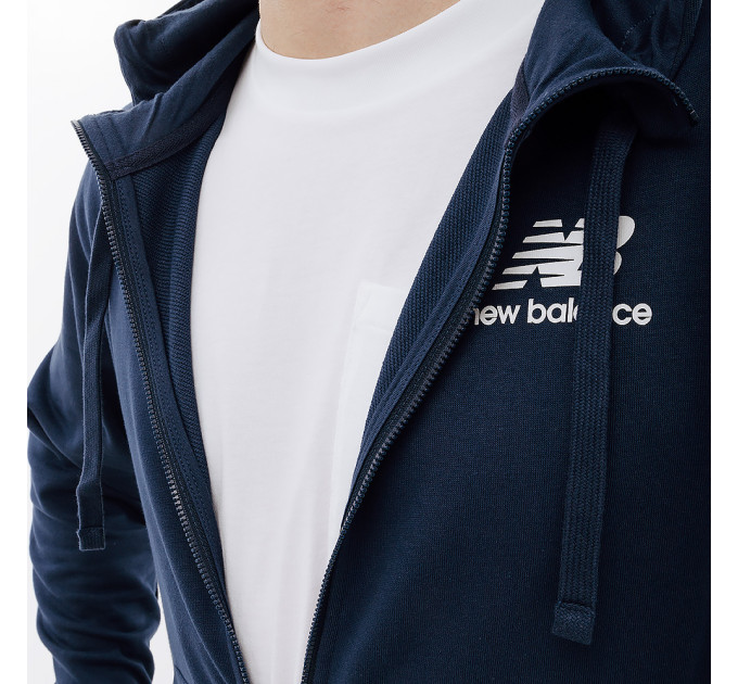 Чоловіча Куртка New Balance Essentials Stacked Logo FZ Синій XL (7dMJ31536NNY XL)
