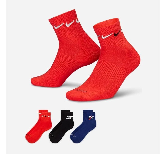 Чоловічі Шкарпетки Nike U NK EVERYDAY PLUS CUSH ANKLE чорний, синій, червоний Чол 38-42 DH3827-905 38-42