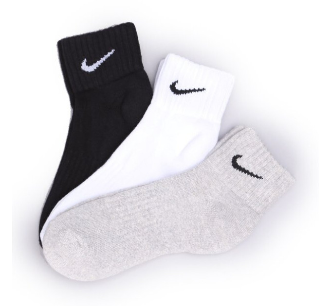 Шкарпетки Nike Value Cush Ankle 3-pack 34-38 black/gray/white SX4926-901