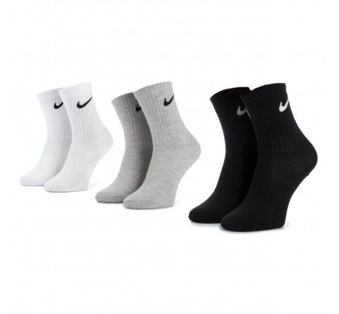 Шкарпетки Nike Everyday Lightweight Crew 3-pack 46-50 black/gray/white SX7676-901