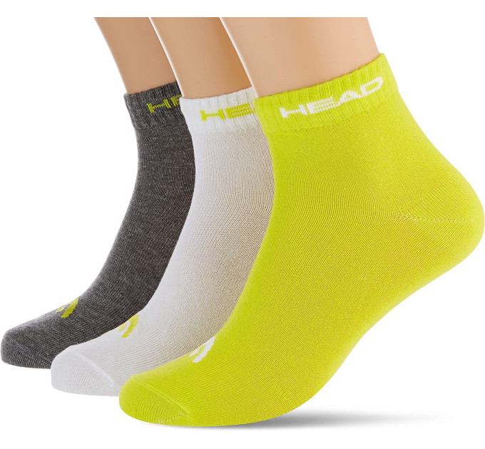 Шкарпетки Head QUARTER 3P UNISEX Білий; Сірий; Жовтий 35-38 (761011001-004)