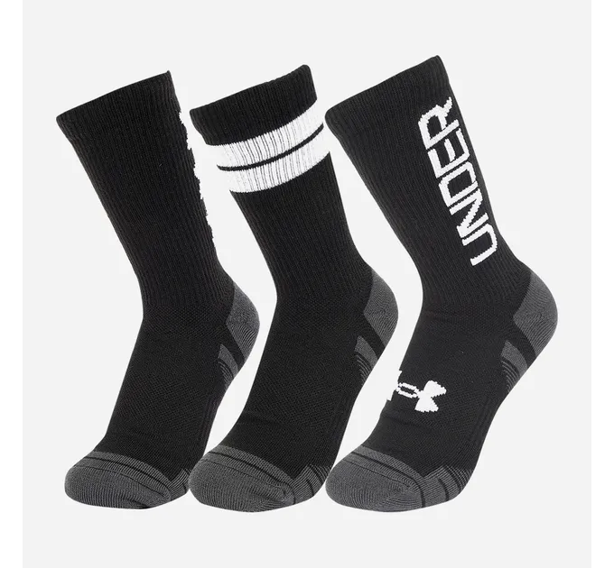 Шкарпетки UA Perf Tech Nov 3pk Crew Чорний Уні L (1379515-002 L)