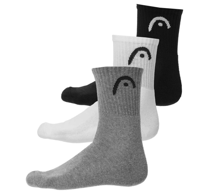 Чоловічі Шкарпетки Head ALL SPORTS TRAINING SHORT CREW 3P сірий, білий, чорний Чол 39-42 701229016-004 39-42