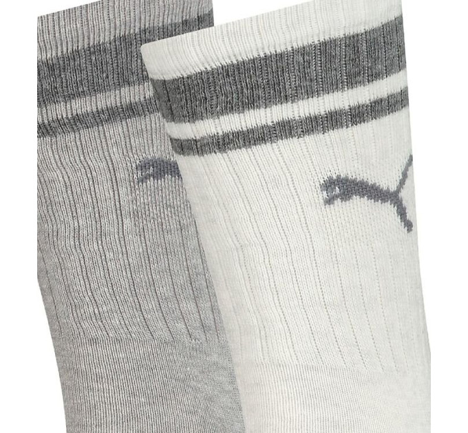 Шкарпетки Puma Unisex Crew Regular Stripe 2-pack 39-42 white/gray 261058001-002
