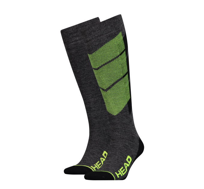 Шкарпетки Head Unisex Ski Graphic Kneehigh 2-pack 35-38 gray/black/green 791005001-817