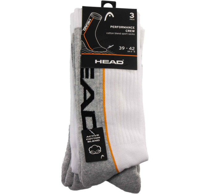 Шкарпетки Head Performance Crew 3-pack 35-38 white/gray 781011001-062