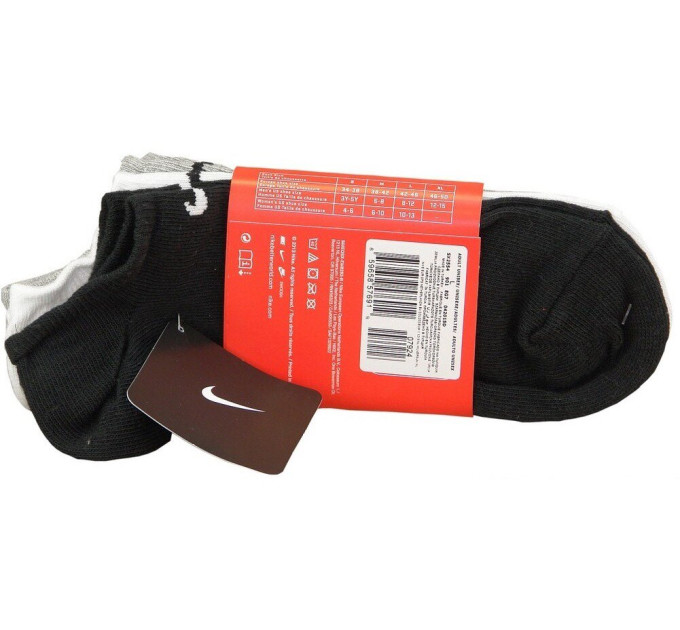 Шкарпетки Nike Volue No Show 3-pack 34-38 black/gray/white SX2554-901