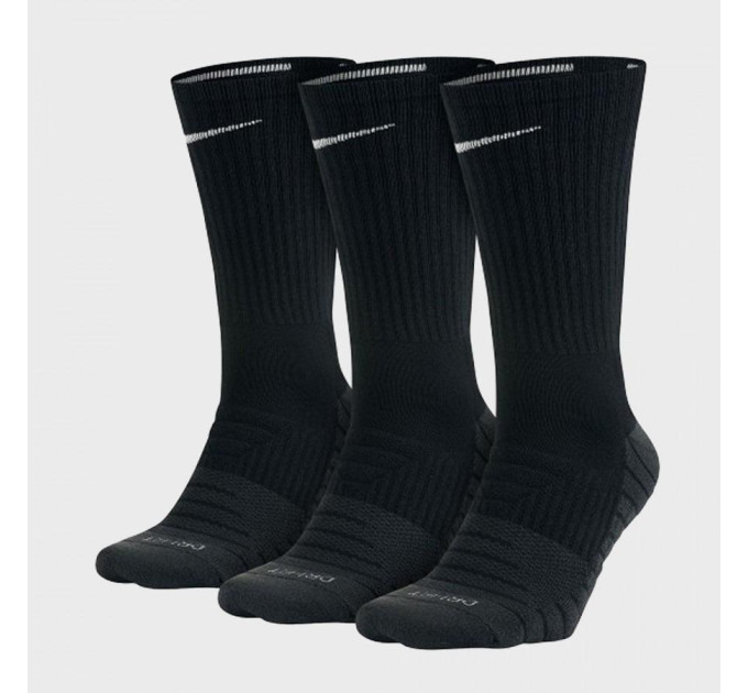 Чоловічі Шкарпетки Nike Evry Max Cush Crew 3-pack Чорний 46-50 (SX5547-010 46-50)