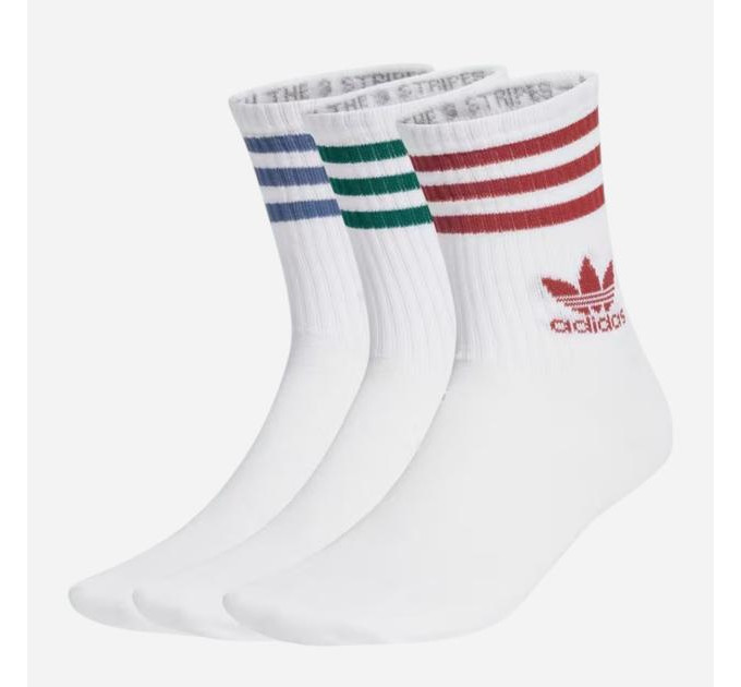Шкарпетки Adidas CREW SOCK 3STR білий, червоний, зелений, синій Уні (40-42) JI9471 40-42