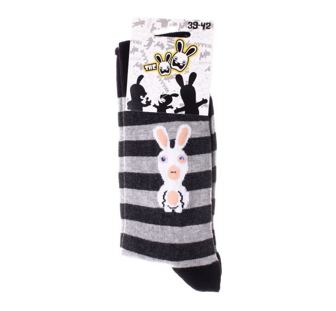 Шкарпетки Rabbids Invasion Rabbits And Stripes 1-pack Сірий 43-46 (93153261-3 43-46)
