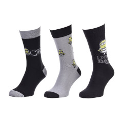 Шкарпетки Minions All Over Des Minions / Mot Minion / Minion I Didn'T Do It 3-pack 40-46 gray-black 93153562-1