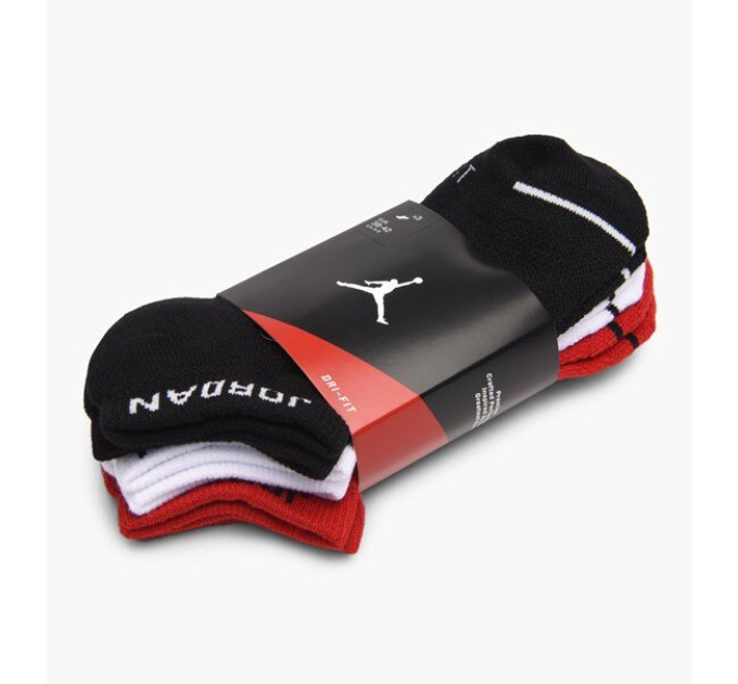 Шкарпетки Jordan Jumpman Everyday Max No Show 3-pack 43-46 black/white/red SX5546-011
