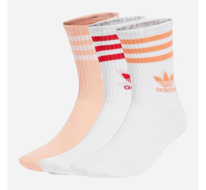 Шкарпетки Adidas CREW SOCK 3STR білий, рожевий, червоний (40-42) JI9472 40-42