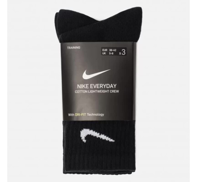 Шкарпетки Nike Everyday Lightweight Crew 3-pack black — SX7676-010