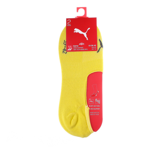 Шкарпетки Puma Footie Unisex 2-pack 39-42 gray/yellow 141011001-003