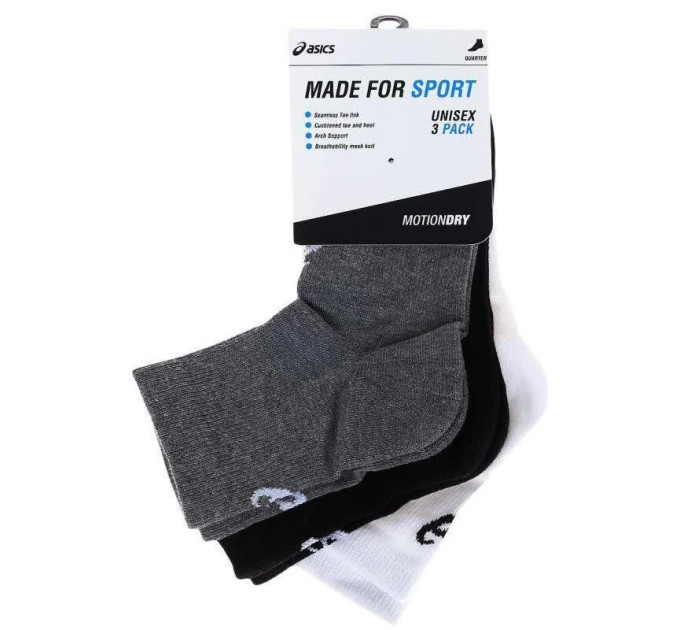 Шкарпетки Asics Quarter Sock 3-pack 35-38 white/gray/black 155205-0701