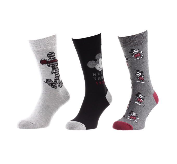 Шкарпетки Disney Mickey Writing In Mickey / Mickey All Over / Head Mickey 1 928 3-pack 43-46 gray-black 93154162-1