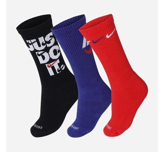 Жіночі Шкарпетки Nike U NK EVERYDAY PLUS CUSH CREW чорний, синій, червоний 34-38 DH3822-905 34-38