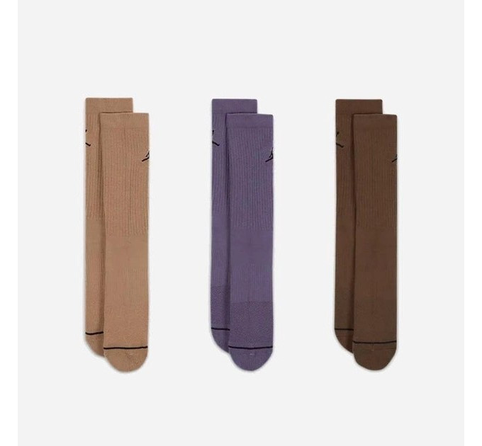 Чоловічі Шкарпетки Jordan U J ED CUSH POLY CREW 3PR 144 коричневий, фіолетовий Уні 38-42 DX9632-905 38-42