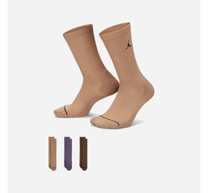 Чоловічі Шкарпетки Jordan U J ED CUSH POLY CREW 3PR 144 коричневий, фіолетовий Уні 38-42 DX9632-905 38-42