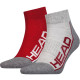 Шкарпетки Head Performance Quarter Unisex 2-pack 35-38 gray/red 791019001-070