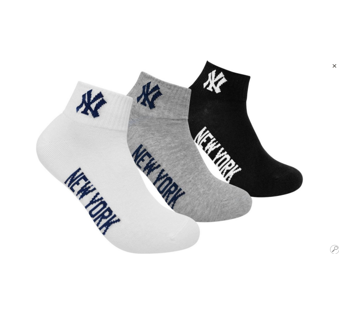 Шкарпетки New York Yankees Quarter 3-pack 35-38 black/white/gray 15100003-1003