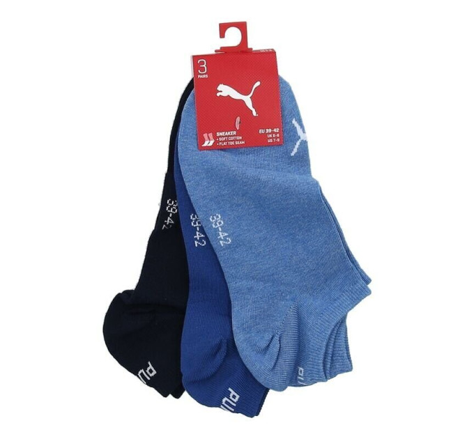 Шкарпетки Puma Unisex Sneaker Plain 3-pack dark blue/blue — 261080001-001