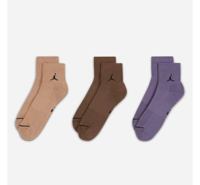Шкарпетки Nike U J ED CUSH POLY ANKLE 3PR 144 бежевий, коричневий, фіолетовий Уні 42-46 DX9655-905 42-46