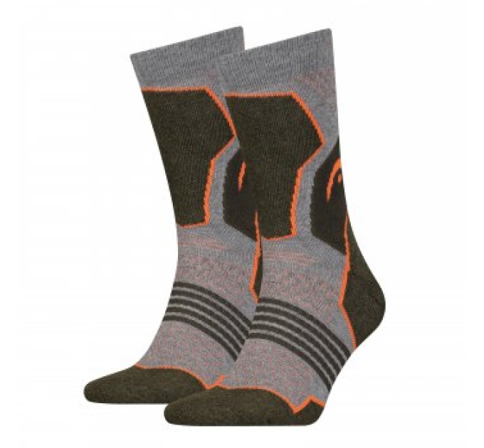 Шкарпетки Head HIKING CREW 2P UNISEX Сірий; Зелений 39-42 (701219910-001)
