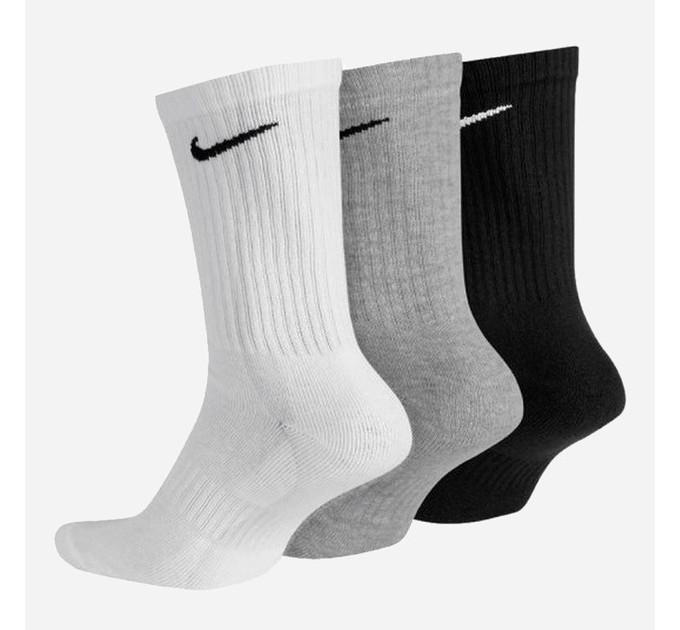 Чоловічі Шкарпетки Nike U NK EVERYDAY LTWT CREW 3PR чорний, білий, сірий Уні 46-50 SX7676-964 46-50