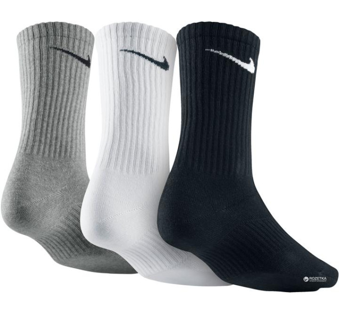 Чоловічі Шкарпетки Nike U NK PERF LTWT CREW 3PR Чорний, Білий, Сірий L (42-46) (SX4704-901 42-46)