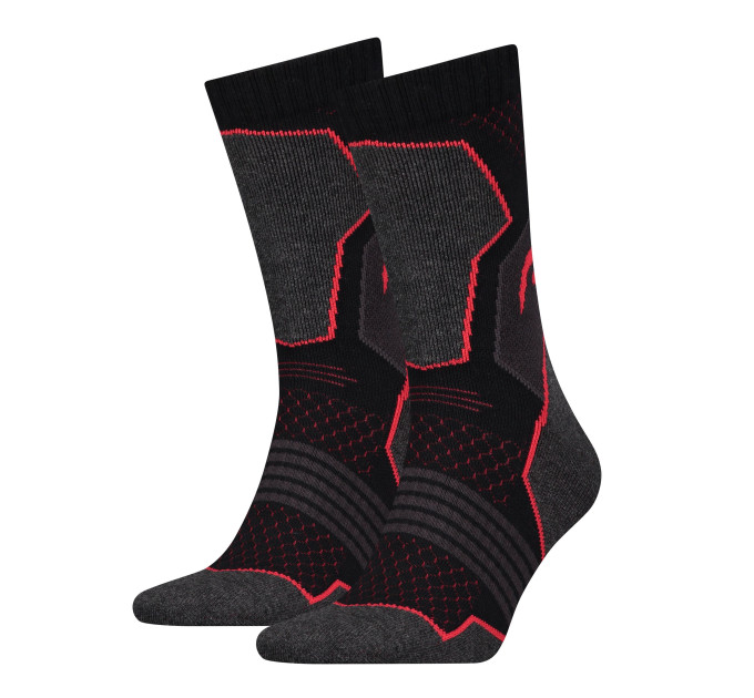 Шкарпетки Head Hiking Crew Unisex 2-pack 35-38 black/red 781001001-232 Шкарпетки Head Hiking Crew Unisex 2-pack 35-38 black/red 781001001-232
