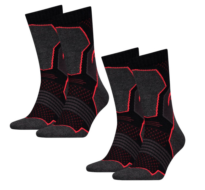 Шкарпетки Head Hiking Crew Unisex 2-pack 35-38 black/red 781001001-232