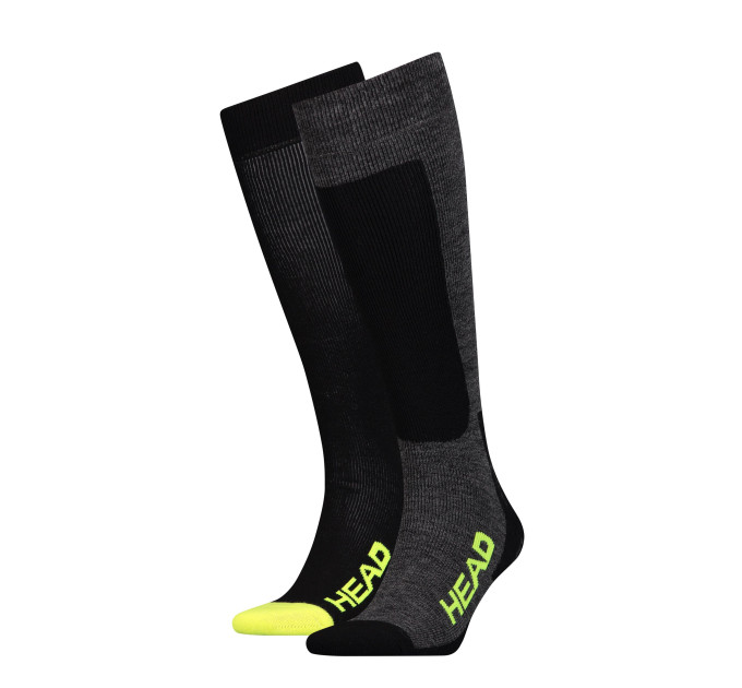 Шкарпетки Head Unisex Ski Kneehigh 2-pack 35-38 gray/black/yellow 791003001-817 Шкарпетки Head Unisex Ski Kneehigh 2-pack 35-38 gray/black/yellow 791003001-817