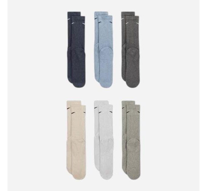 Чоловічі Шкарпетки Nike U NK ED PLS CSH CRW 6PR Сірий, Бежевий, Блакитний 38-42 (SX6897-901 38-42)