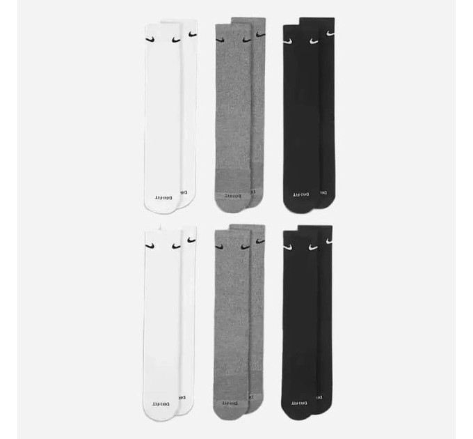 Шкарпетки Nike U NK ED PLS CSH CRW 6PR - 132 чорний, сірий, білий Чол 38-42 SX6897-965 38-42