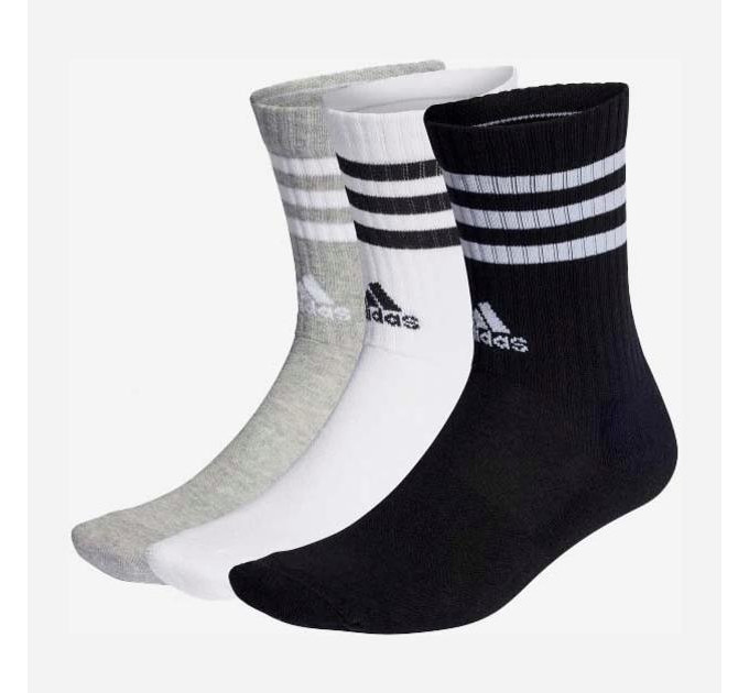 Шкарпетки Adidas 3S C SPW CRW 3P білий, сірий, чорний Уні S (37-39) IC1323 37-39
