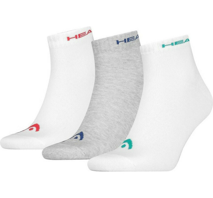 Шкарпетки Head QUARTER 3P UNISEX Білий; Сірий 39-42 (761011001-003 39-42)