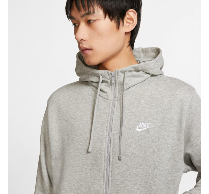 Чоловіча Толстовка Nike M NSW CLUB HOODIE FZ FT Сірий XXL (7dBV2648-063 XXL)