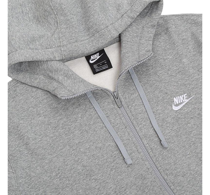 Чоловіча Толстовка Nike M NSW CLUB HOODIE FZ BB Сірий 2XL (BV2645-063 2XL)