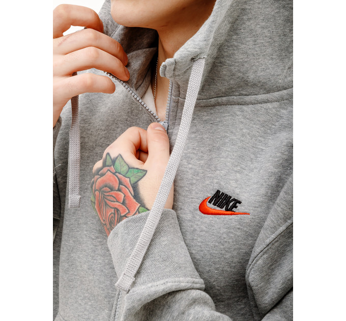 Чоловіча Толстовка Nike CLUB DT HOODIE FZ BB Сірий 2XL (7dDQ8384-064 2XL)