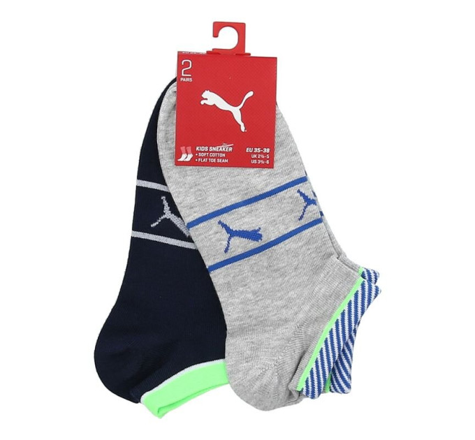 Шкарпетки Puma Boys' Sneaker Stripe 2-pack 39-42 black/gray 104001001-020
