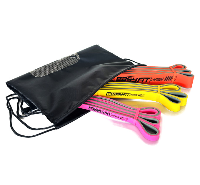 Набір двошарових резинок для підтягування EasyFit Premium 7-45 кг (3 шт)